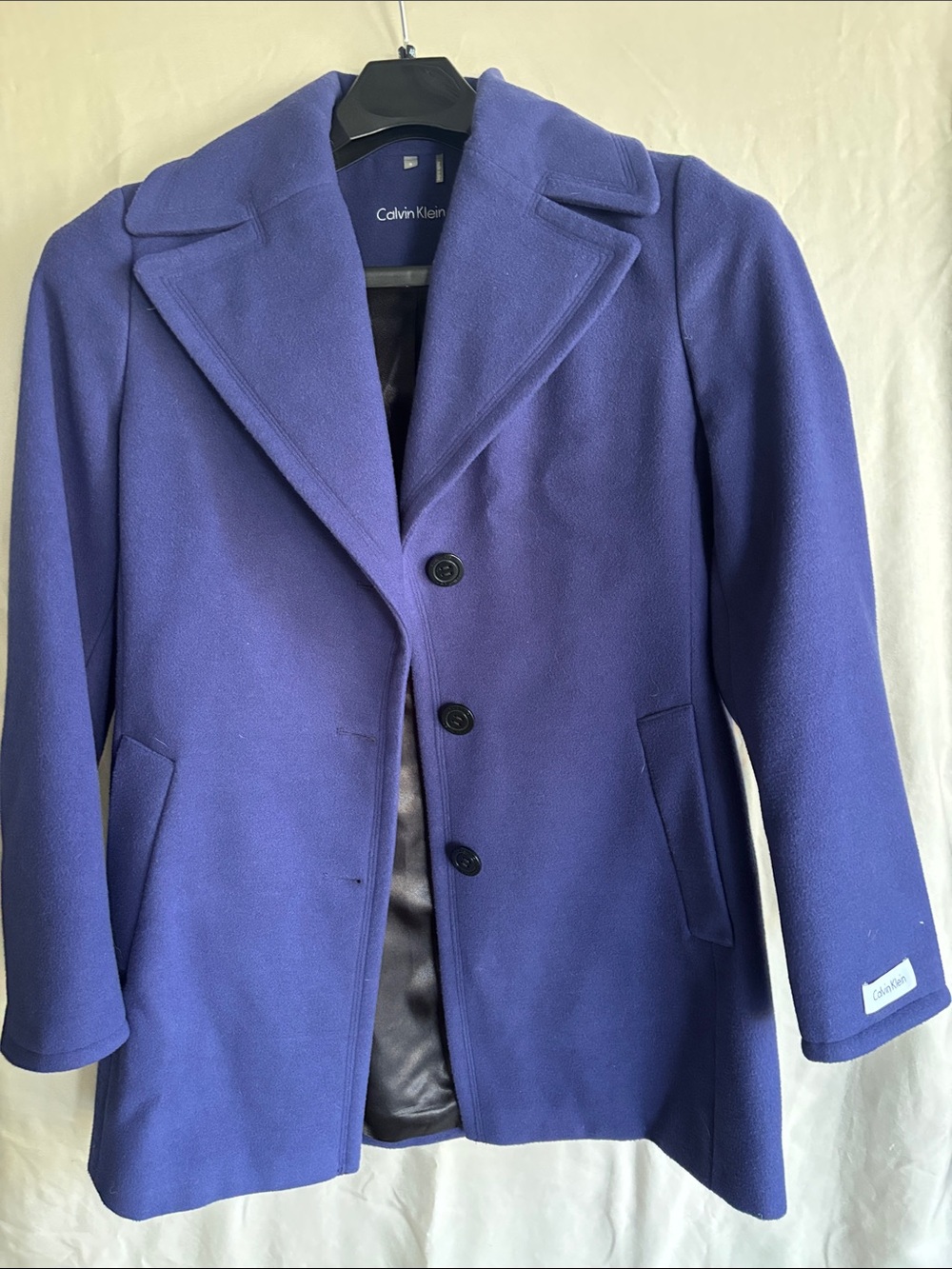 Calvin Klein Men's Deep Purple Wool-Blend Peacoat